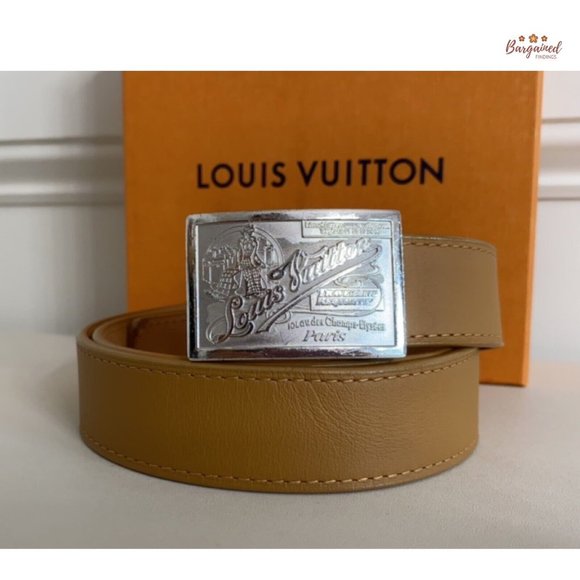 Authentic Louis Vuitton Tan Leather Infini Ceinture Jeans Slim Belt Size 85/34 - Picture 12 of 14